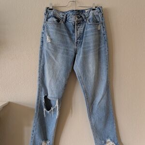 We The Free High Rise Light Blue Distressed Jeans